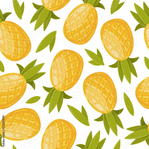 Cartoon pineapples seamless pattern. Summer organic fruits, sweet ananas flat vector background illustration. Pineapple endless design