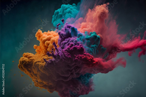 colourful cloud and smoke explosion