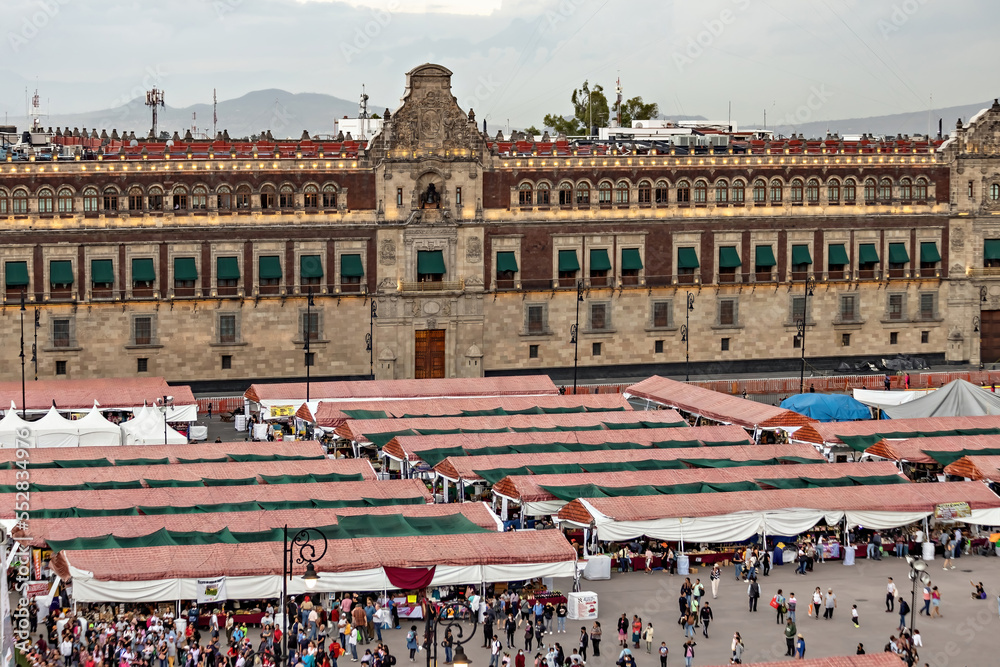 Zocalo square aerial view on Mexico city, Mexico