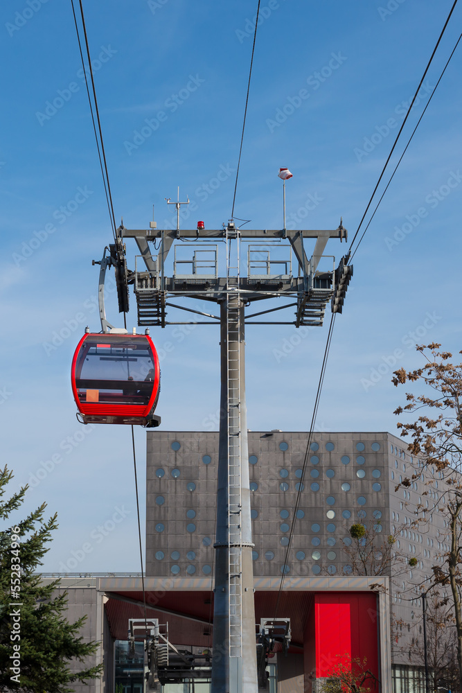 Cable car over the Odra river in the city of Wroclaw, Poland, Europe Cable car over the Odra river in the city of Wroclaw, Poland, Europe
