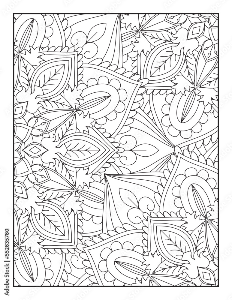 Fototapeta premium Floral Coloring Pages, Mandala Coloring Page For Adult