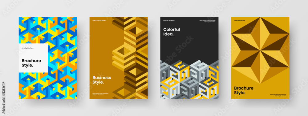 Fresh corporate identity vector design illustration composition. Modern mosaic shapes cover layout set.