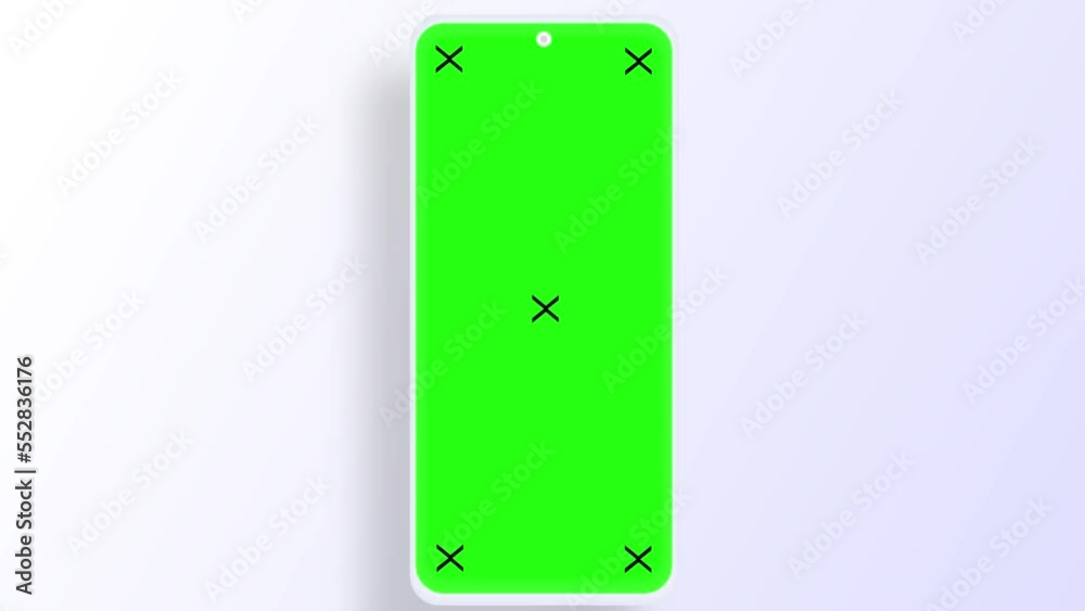 Smartphone with green screen and marks for tracking. Phone display with black key. Computer-generated image. Easy customizable. Mockup phone on white background. Smartphone with green screen and marks for tracking. Phone display with black key. Computer-generated image. Easy customizable. Mockup phone on white background.