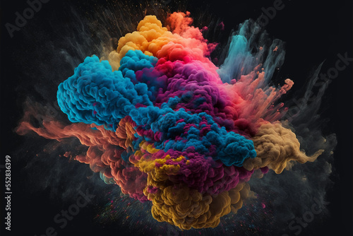 Nuage de couleurs et explosion de textures, fumées de couleurs photo