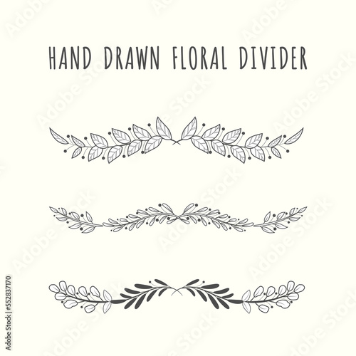 Hand drawn floral divider borders collection with branches and flower