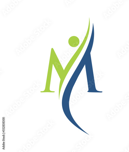 People Monogram Logo Initial Letter M