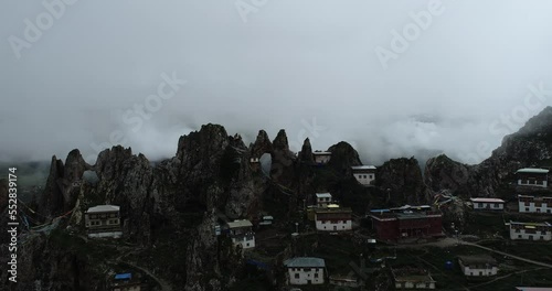 Zizhu temple, about 4800 meters above sea level, one of the oldest and most important temple of the Bon religion, built three thousand years ago, Dingqing county, Qamdo prefecture, Tibet photo