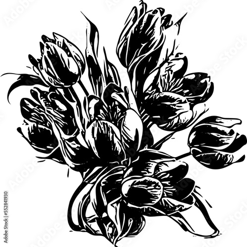 Hand drawn illustration of tulip bouquet