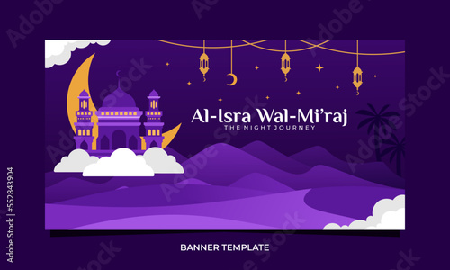 Vector gradient isra mi'raj illustration banner