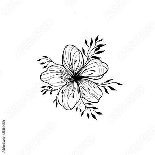 Almond blossom flower isolated on white. Vintage botanical hand drawn illustr...