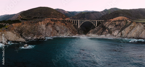 View of the famous Bixby Bridge in Big Sur California from the water