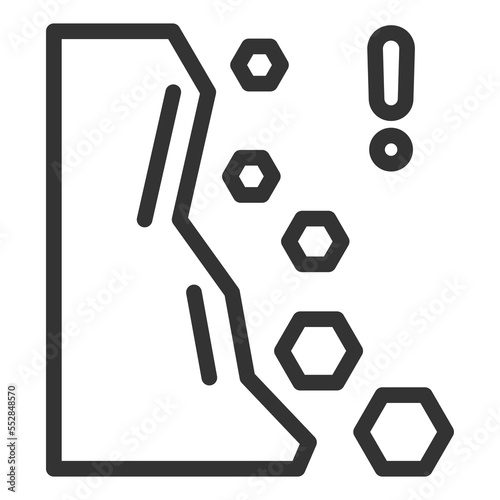Attention, rockfall - icon, illustration on white background, outline style