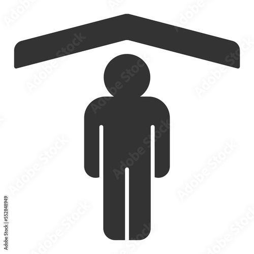 Man under a protective roof - icon, illustration on white background, glyph style