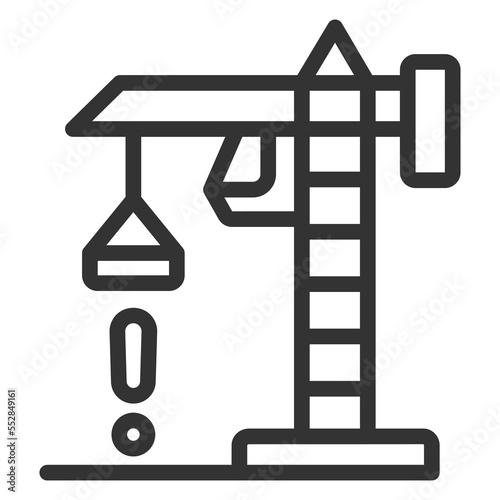 Attention crane, don't stand under the load - icon, illustration on white background, outline style