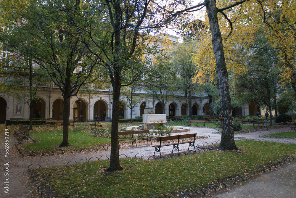 jardin à l'intérieur du musée des Beaux Arts à Lyon en automne