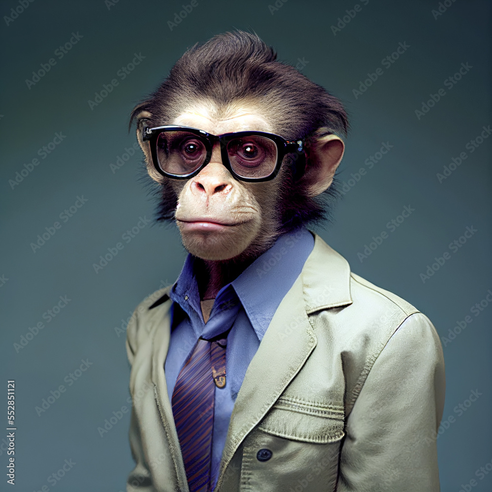 portrait of a monkey in a business suit