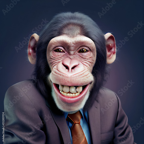 portrait of a smiling monkey in a business suit © Photobank