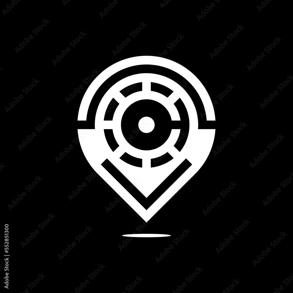 map location logo vector design, abstract art in black and white colors map location logo vector design, abstract art in black and white colors