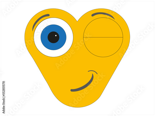 Grafika wektorowa przedstawiające wizualizację ludzkiej twarzy. Jest ona koloru żółtego z dużymi oczami. Twarz wyraża silne uczucia o czym świadczy ułożenie oczu, brwi i ust.