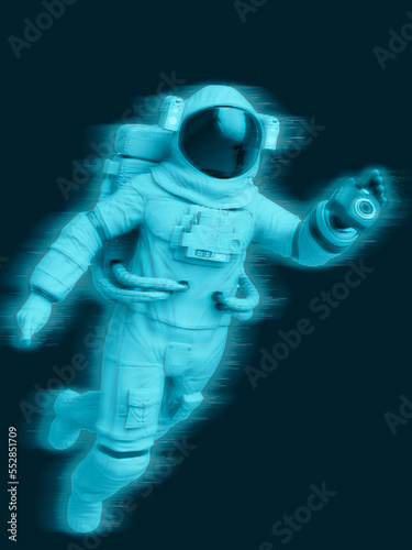 Fototapeta Naklejka Na Ścianę i Meble -  astronaut mechanic is taking a picture in the space