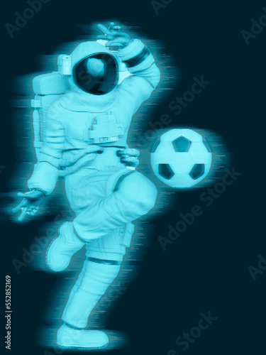 astronaut playing with the football ball