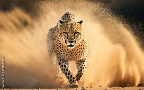 Stampa su tela Cheetah running, South Africa