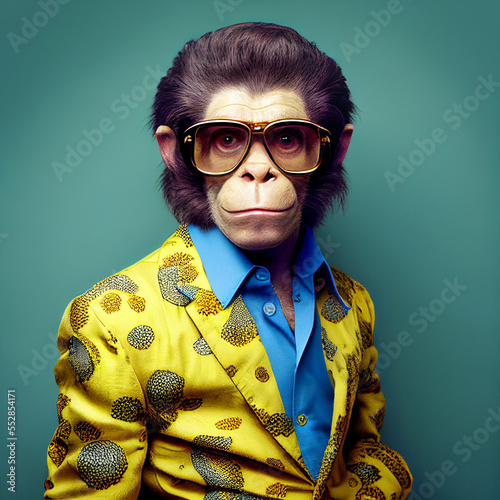 portrait of a monkey in a fashionable suit