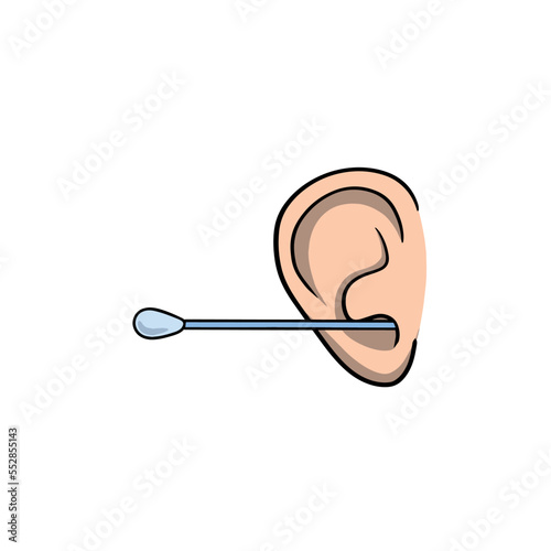 Cleaning the ears. Hygienic ear stick. Medical procedure. Hearing and health.
