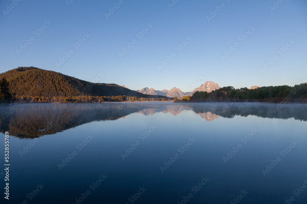 Sunrsie Landscape Reflection in Grand Teton National Park Wyoming in Autumn