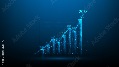 Fotografie, Obraz business finance investment graph growth in new year 2023