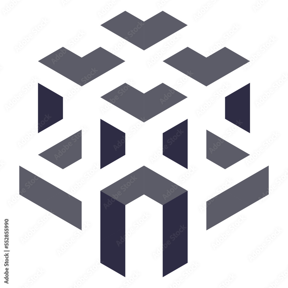 Obraz premium Hexagonal Packed Triangles 3d illusion abstract illustration