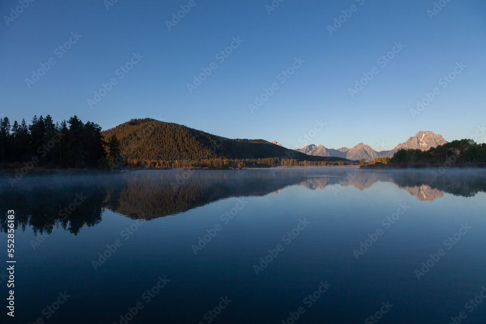 Sunrsie Landscape Reflection in Grand Teton National Park Wyoming in Autumn