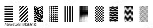 set of monochrome patterns. Simple geometric drawings.