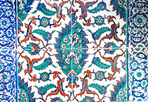 Unique Handmade tiles of Topkapi Palace in Istanbul, Turkey.