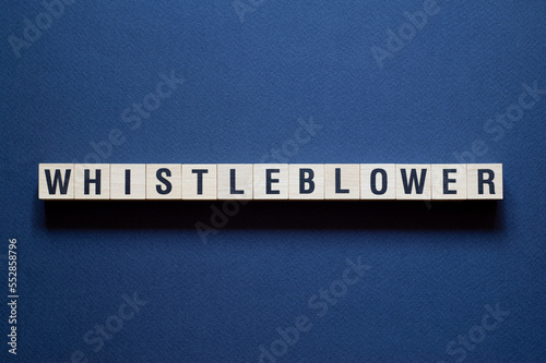 Whistleblower - word concept on cubes