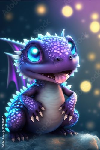 dragon, baby dragon, cute, creature, white, purple, pink, blue, snow, winter, hat, colors, sparkly, scales, generative ai, shiny, adorable, cartoon like, character, baby, fun, art, monster, funny, car