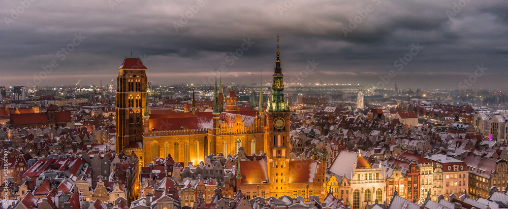 Obraz na płótnie gdańsk old town from above  w salonie