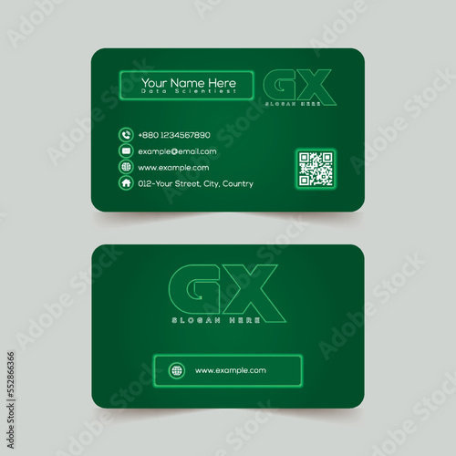 Green neon effect corporate business card