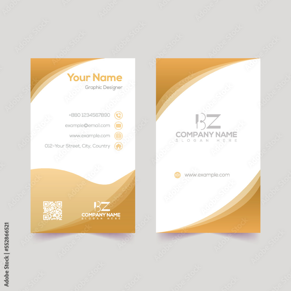 Fototapeta premium Golden horizontal business card template for corporate office