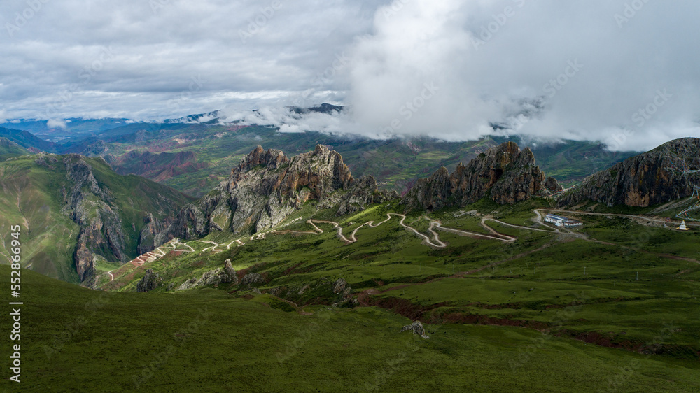 go through a rugged mountain road,Tibet go through a rugged mountain road,Tibet