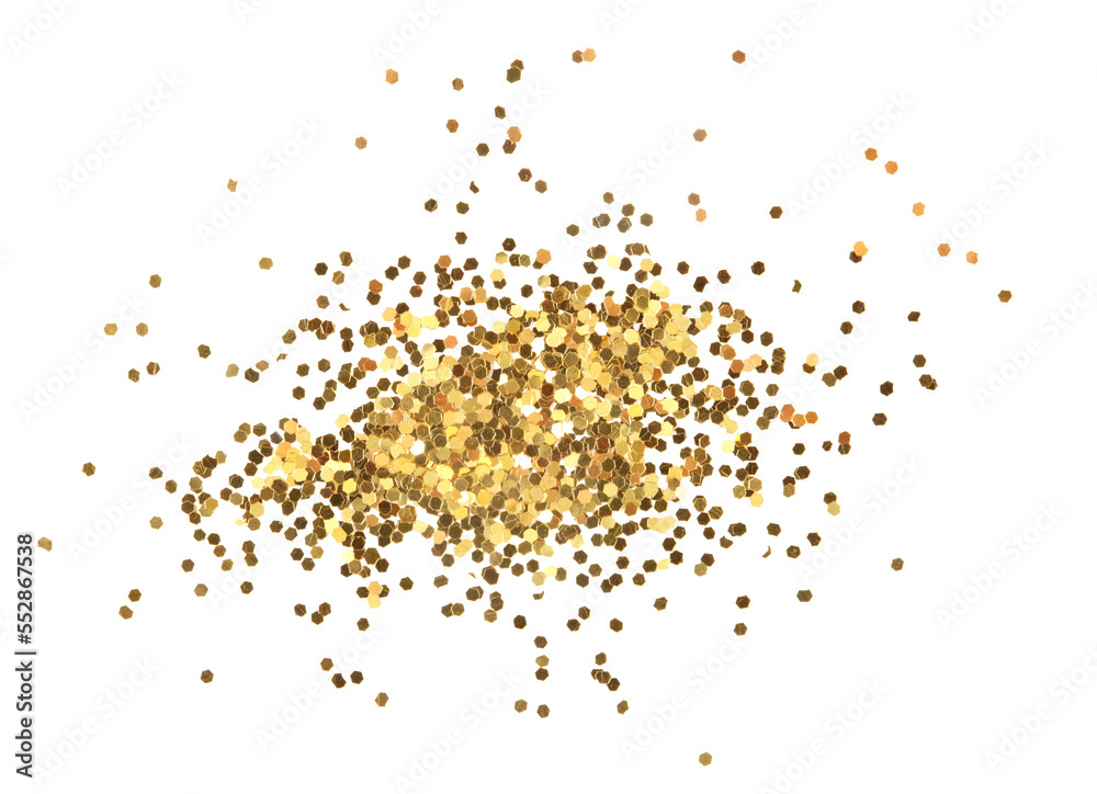 Abstract gold glitterconfetti dot. Isolated on Png tranparent background.