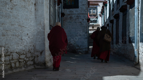 Tibet, Lhasa, China, People walking along the ancient Barkhor street Bakuo W street in summer day in cloudy we © 毛毛 六
