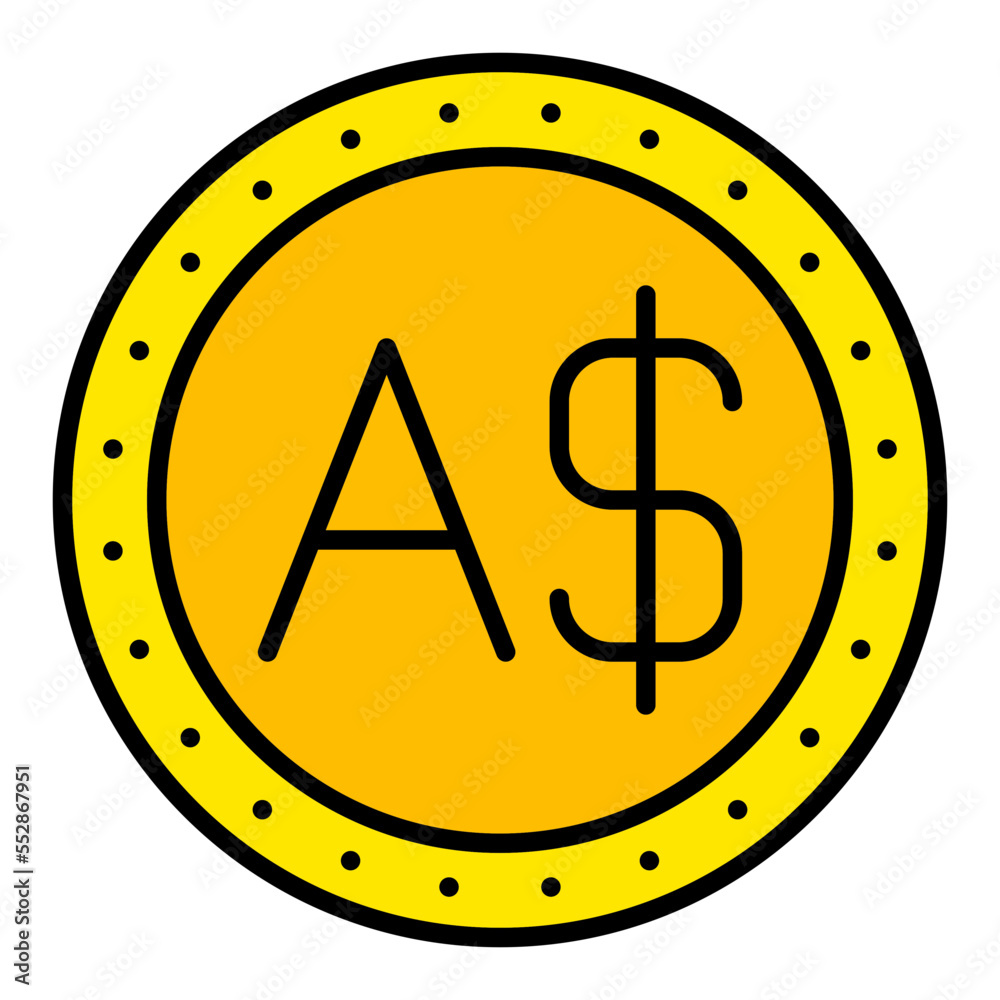 Australian Dollar Filled Line Icon Australian Dollar Filled Line Icon