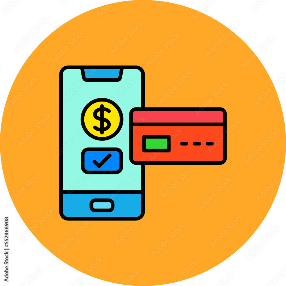 Smartphone Payment Multicolor Circle Filled Line Icon Smartphone Payment Multicolor Circle Filled Line Icon