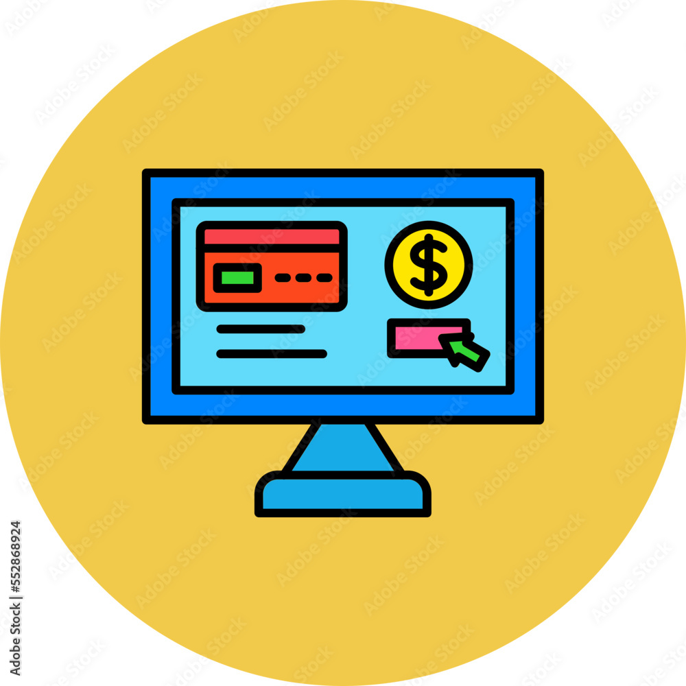 Online Payment Multicolor Circle Filled Line Icon Online Payment Multicolor Circle Filled Line Icon