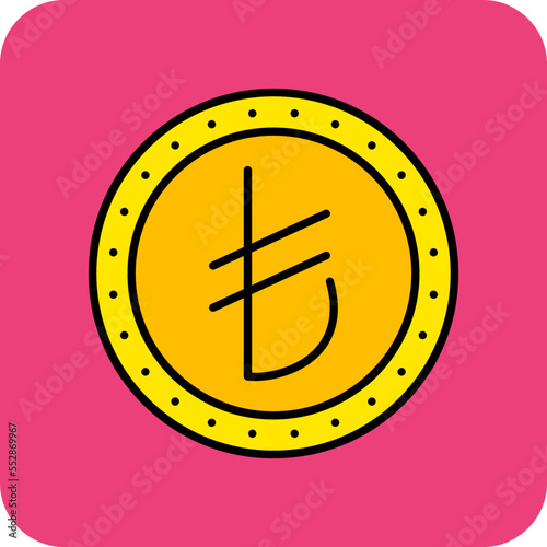 Turkish Lira Multicolor Round Corner Filled Line Icon