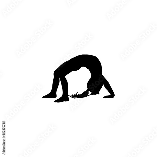 Kid gymnast icon. Simple style kid gymnastic training course big sale poster background symbol. Kid gymnast brand logo design element. Kid gymnast t-shirt printing. vector for sticker.