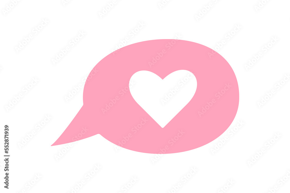Vector love speech bubble valentines day card with heart flat design pink color Vector love speech bubble valentines day card with heart flat design pink color