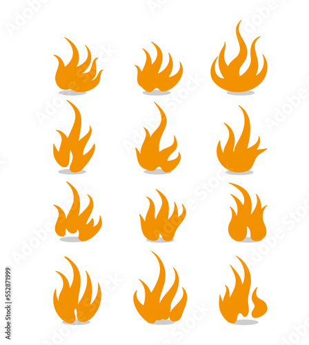 set of fire flames icons