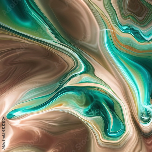 photography of Spectacular image of teal and white liquid ink churning together